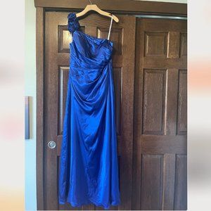 Blue silk size 10 one shoulder maxi dress